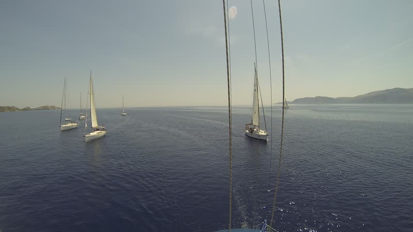 Sailing regatta, top view (HD)