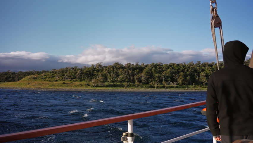 View from Sailing Ship Deck to Beagle Channel Coast
