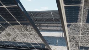 Solar panels at photovoltaic power station generate clean renewable energy under blue sky. Green technology for electricity production in industrial solar farm with sustainable modules. - Powered by Shutterstock - Get 15% off with code: PIKWIZARD15