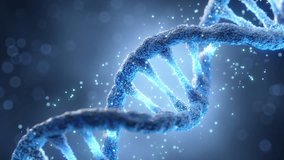 3D render animation of a glowing DNA double helix structure rotating on a dark background - Powered by Shutterstock - Get 15% off with code: PIKWIZARD15