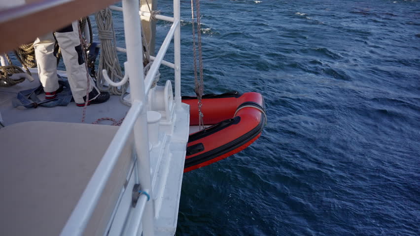 Launching Inflatable Boat from Sailing Ship