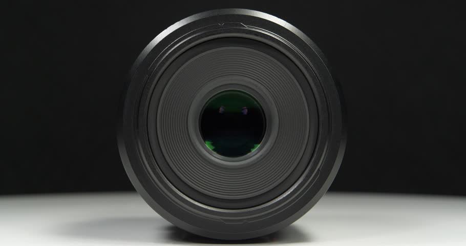 Black macro camera lens, zoom-in video