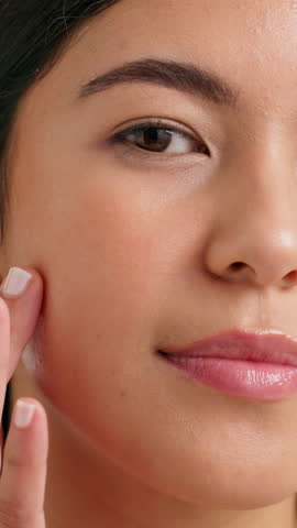 Pimple patch, beauty and face of woman for skincare, self care and dermatology glow. Aesthetic, shine and acne treatment with portrait of female person for grooming, hygiene and clean