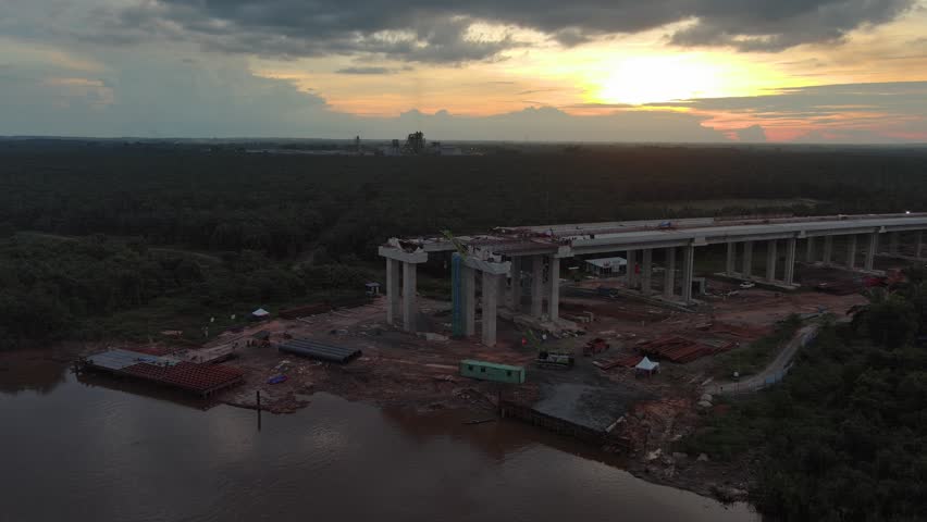 video of sunset at the river bridge project area