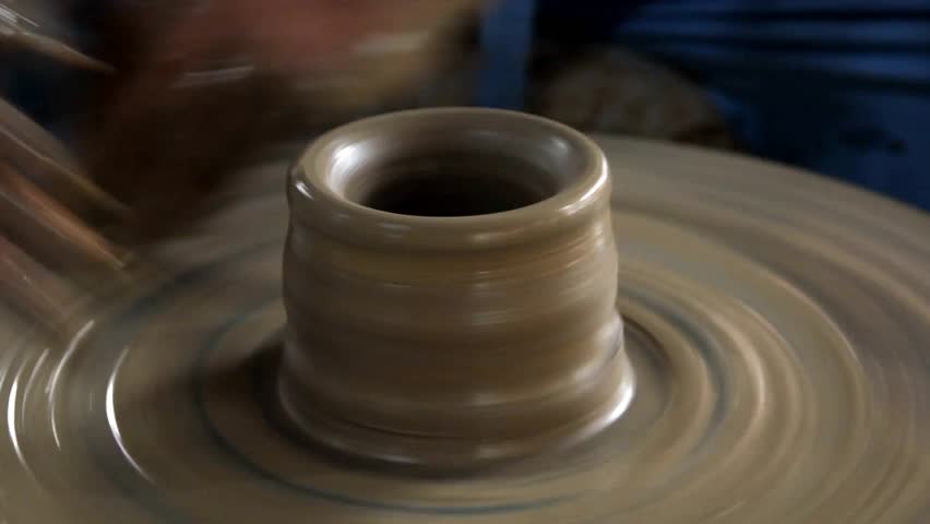 ceramic production process in the pottery workshop of the potter man hands making clay product HD