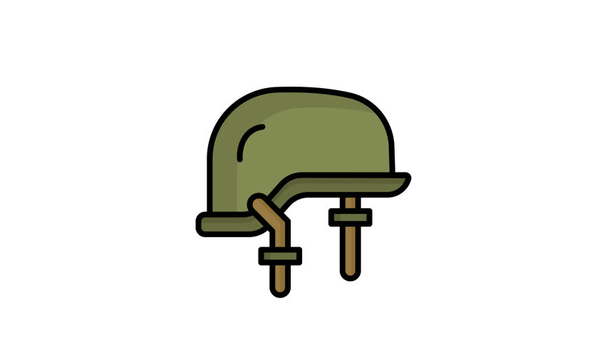 Military helmet icon animation. animation icon related to department defense. Suitable for site web, app, UI, user interfaces, provide visual feedback and more. Alpha channel. Transparent background