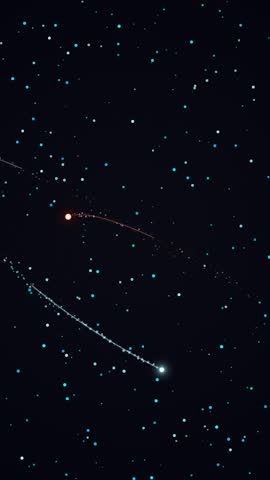 Beautiful night sky with shooting stars and bright stars in the dark universe. Amazing meteor shower in space.