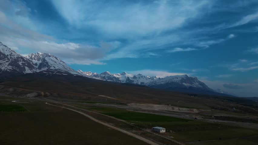 Majestic Snow Covered Mountain Peaks at Winter