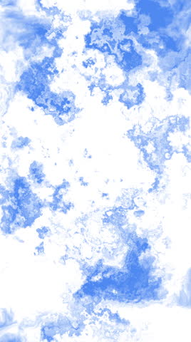 Seamless abstract loop of ethereal blue clouds or smoke drifting across a clean white background, resembling watercolor ink in water.