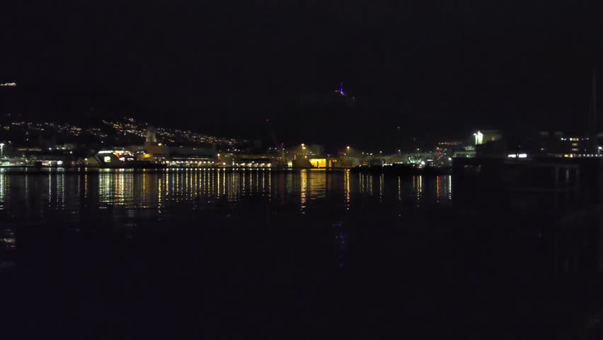 Night by the dock in the city