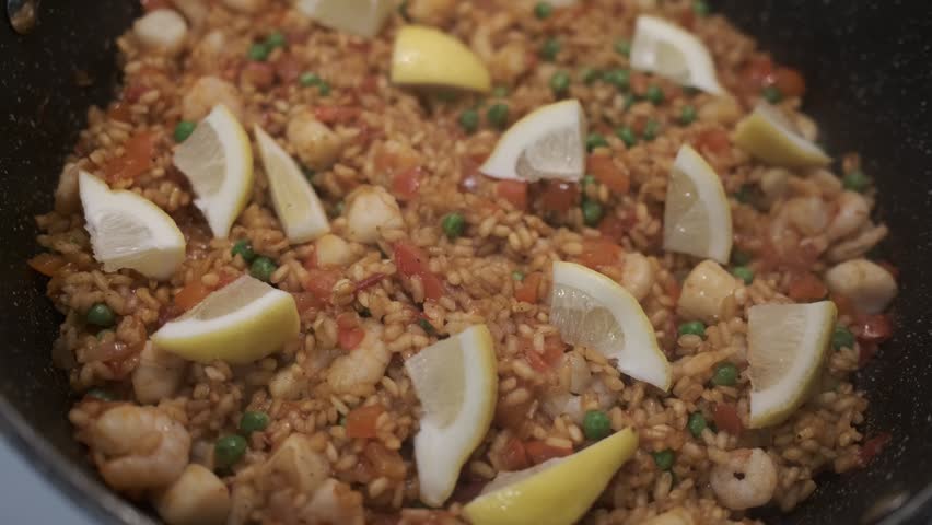 A seafood paella in Barcelona, ​​Spain.