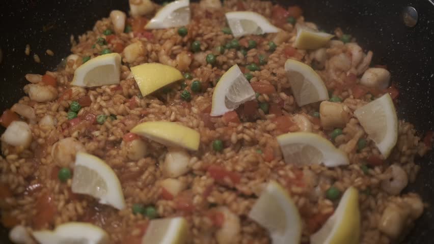 A seafood paella in Barcelona, ​​Spain.