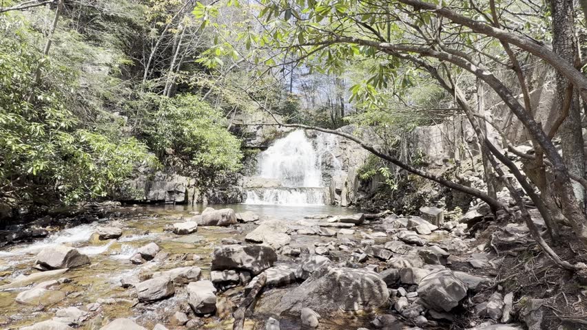Waterfall in northeast Pennsylvania on a sunny summer afternoon 
