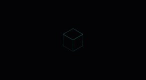 A sleek, glowing neon wireframe cube rotates against a black background, tech motion. - Powered by Shutterstock - Get 15% off with code: PIKWIZARD15