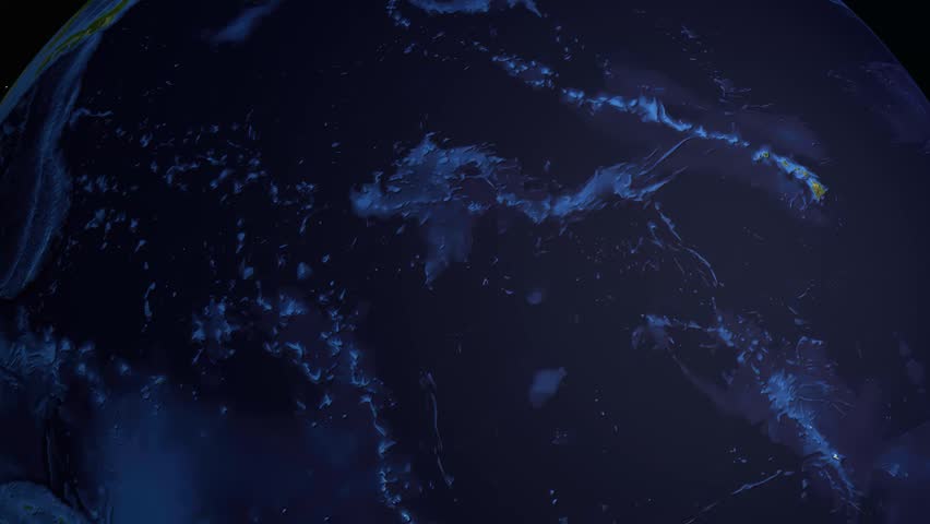 A 3D globe animation tracks a commercial airplane flying from Toronto to Doha across continents