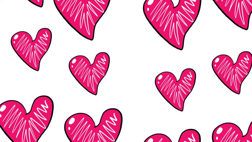 red hearts on white background