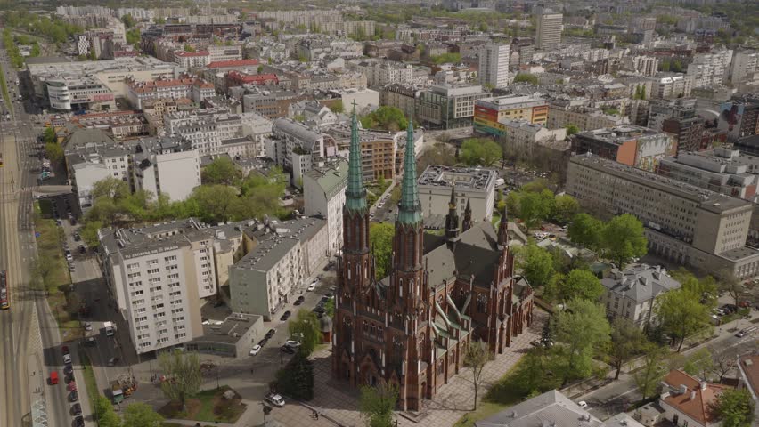 Wide-angle drone aerial shots of St. Florian