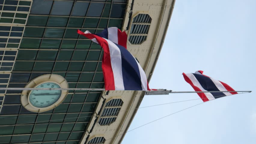 Thai National Flag agaist blue sky