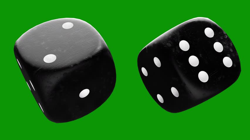 Two black dice on a green background and white green screen animated chromakey background design composition expression figure colorful creative frame gesture layers illustration backgrounds