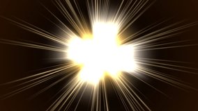 Cosmic Explosion Starburst Radiating Light Particles. A dramatic cosmic explosion starburst radiates golden light and streaking particles across a dark space background, conveying intense energy, dynamic motion, speed and a futuristic scifi visual impact. - Powered by Shutterstock - Get 15% off with code: PIKWIZARD15