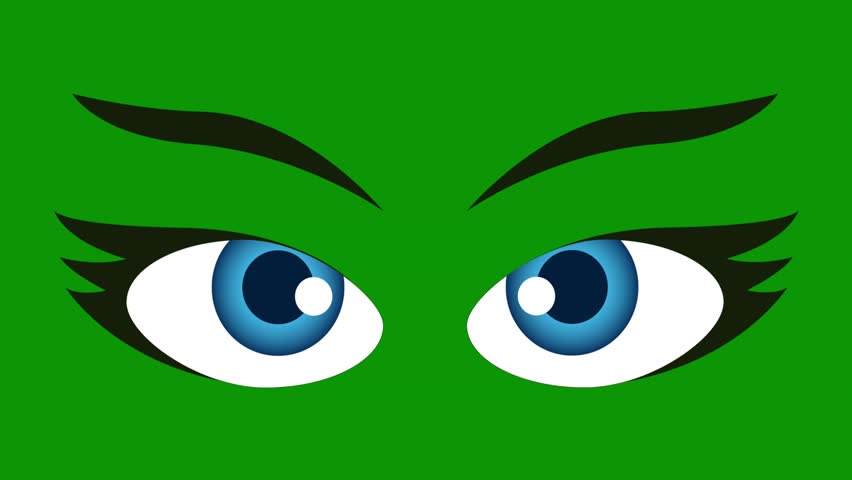 A green monster face with blue eyes and black hair background pair of green screen animated chromakey background gesture style illustration movement figure colorful frame creative design
