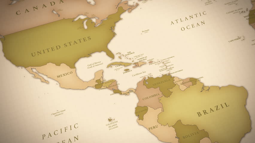 Vintage Central America Map Animation – Caribbean and Gulf of Mexico Political Geography