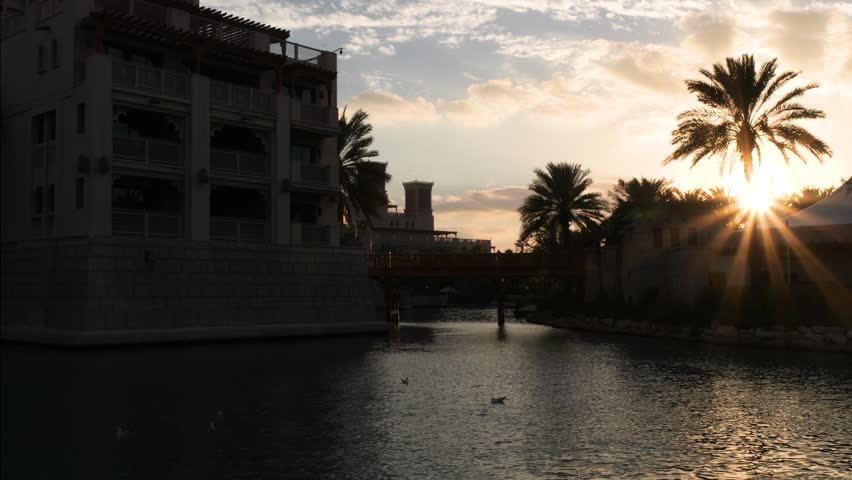 Sunset view in Madinat Jumeirah, Dubai, United Arab Emirates