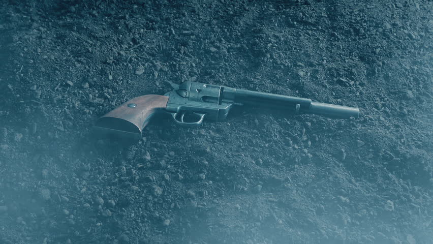 Wild West Gun On The Ground In Smoke
