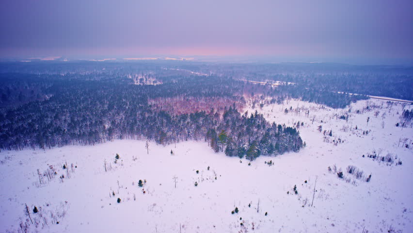 Snow-covered winter landscape in northern Michigan