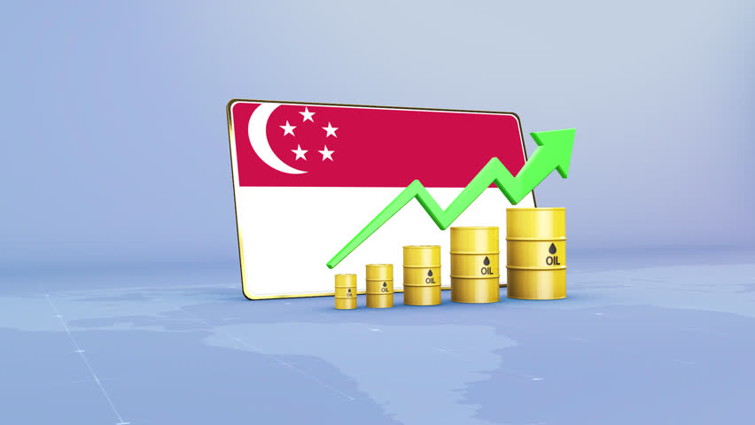 Singapore Oil Price and Reserves Growth with Rising Green Arrow