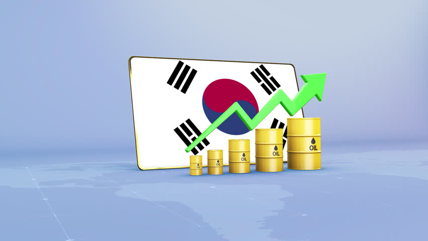 South Korea Oil Price and Reserves Growth with Rising Green Arrow