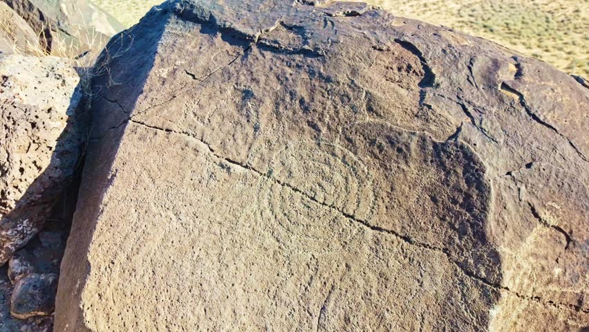 Stone Carved Petroglyph on Volcanic Basalt at Petroglyph National Monument in Albuquerque New Mexico