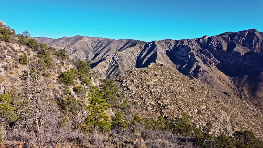 Mountain Ridges and Valley View from Guadalupe Mountains National Park Trail Texas