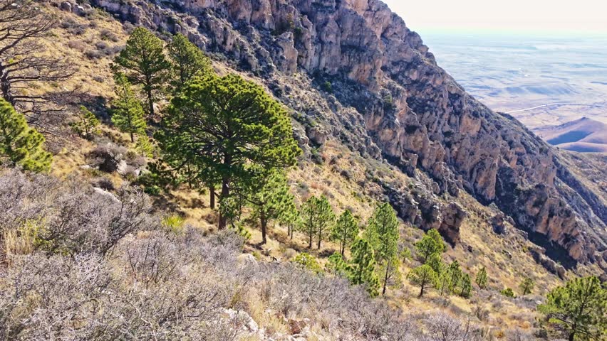 Mountain Ridges and Valley View from Guadalupe Mountains National Park Trail Texas