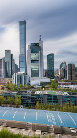 Modern architectural landscape in the core business district of Chaoyang District, Beijing, China