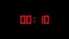 Red Digital Countdown Timer Neon Clock Background. Futuristic neon clock interface time measurement, deadlines countdown events. livestream intros, gaming timers, event countdowns. 3D Illustration - Powered by Shutterstock - Get 15% off with code: PIKWIZARD15