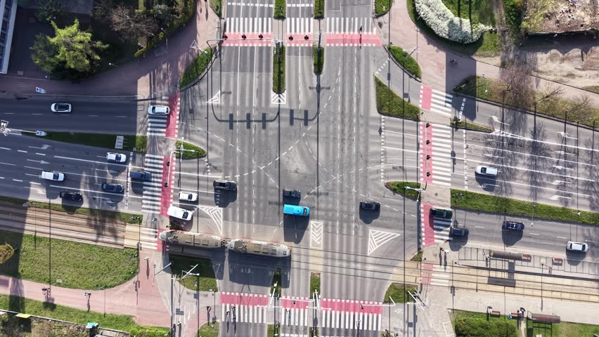 High angle view of a bustling urban center