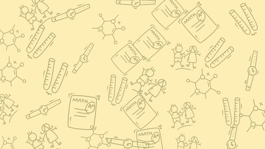 Doodle background perfect for educational projects. Includes math symbols, science equipment, and school elements for creative designs.