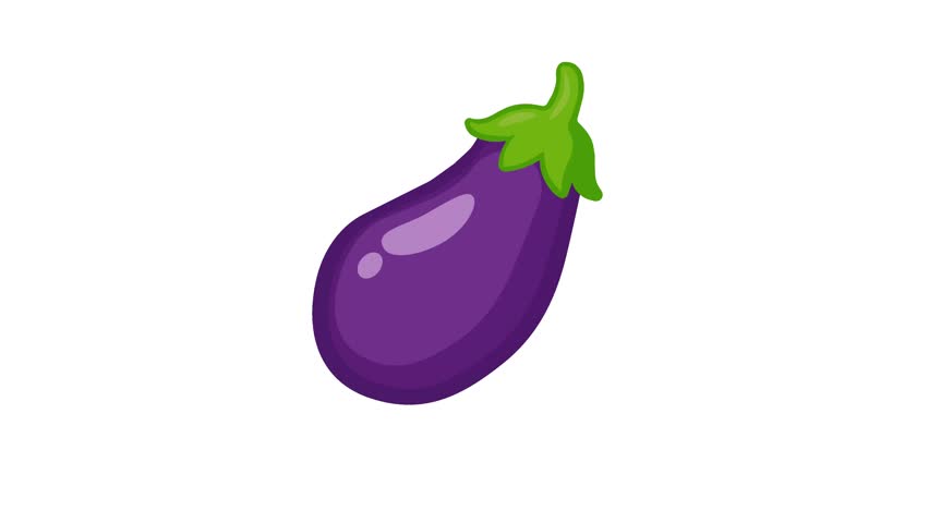 Purple eggplant with green stem shown against white background. Simple photo design highlights smooth curves and glossy surface. Ideal for food, cooking, or health-related visual projects