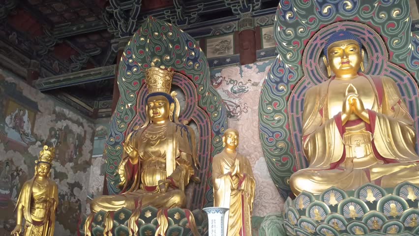 Golden Buddha Statues Inside Huayan Temple, Datong China