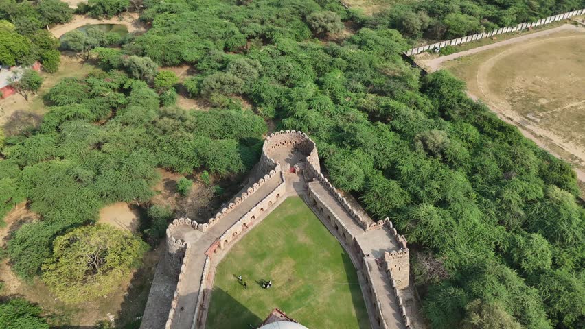 Aerial View of Tomb of Ghiyasuddin Tughlaq in Delhi India
