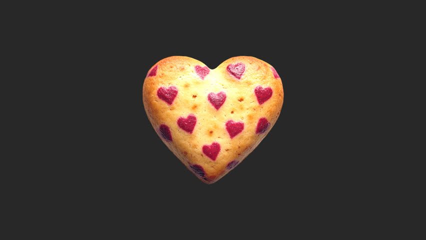 Heart Shape Cookie Breaking Animation on Transparent Alpha Channel Background