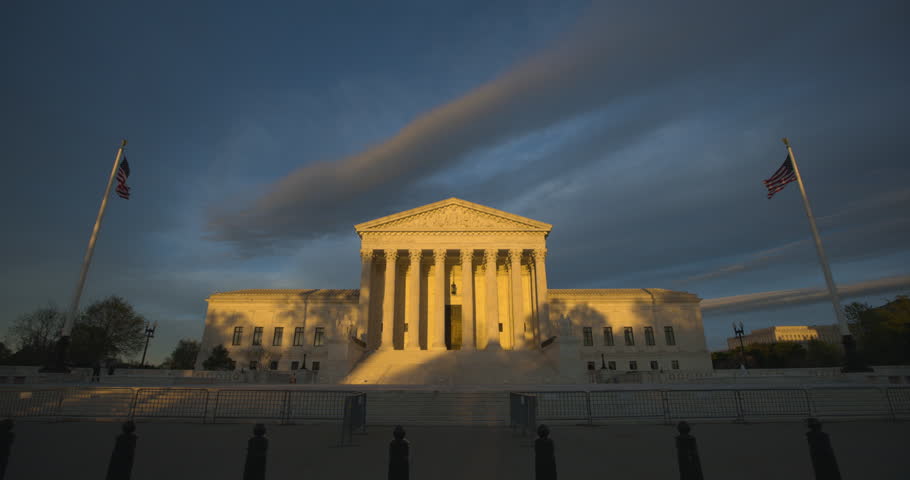 US Supreme Court Building in Dramatic Sunlight