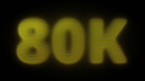3D Golden 80K, Eighty Thousand Number Particle Animation on Dark Background, Glowing Dot Grid 3D Rotating Milestone Symbol Seamless Loop, 4K - Powered by Shutterstock - Get 15% off with code: PIKWIZARD15