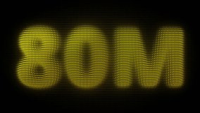 3D Golden 80M, Eighty Million Number Particle Animation on Dark Background, Glowing Dot Grid 3D Rotating Million Milestone Symbol Seamless Loop, 4K - Powered by Shutterstock - Get 15% off with code: PIKWIZARD15