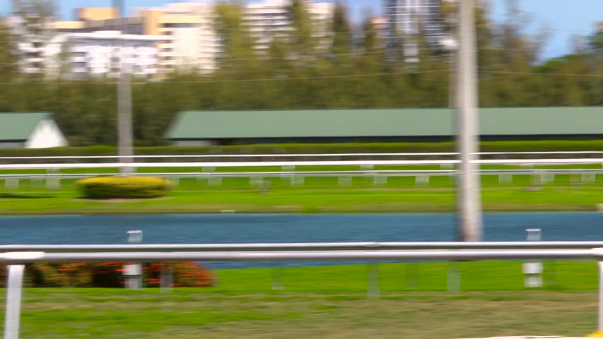 Horses running past the frame in a race