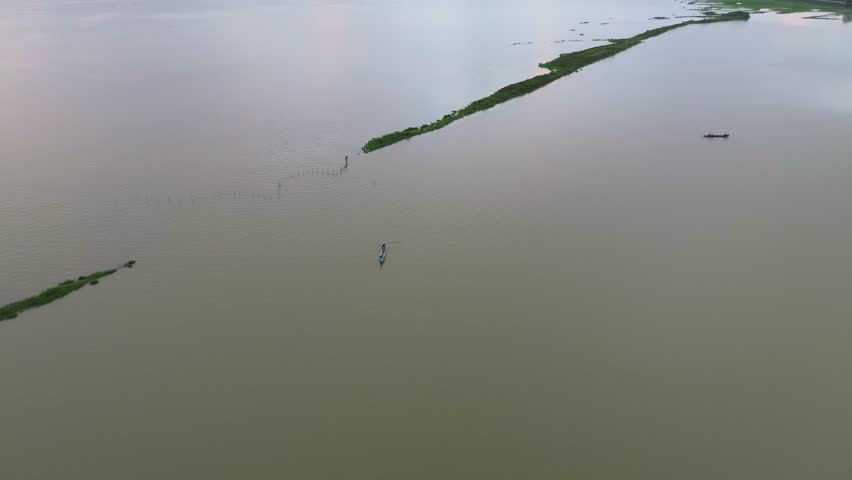 Aerial View of Boats on Flooded Landscape