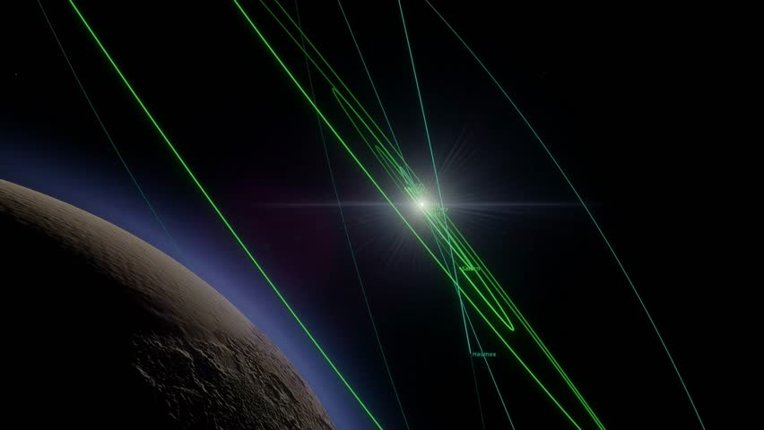 A visual representation of the orbital trajectory above Pluto, set against a deep-space void. The footage depicts the celestial body’s subtle, slow-motion progression along its path.