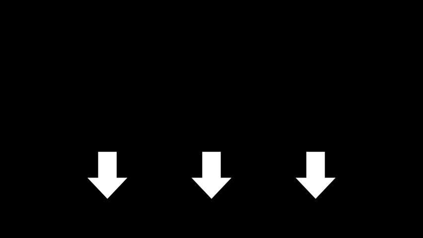 Three Bold White Arrows Jumping Downwards with Alpha Channel