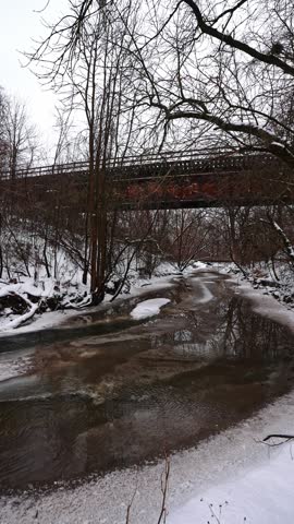 Scenic Winter Forest with River at Courtice Florell Drive Park